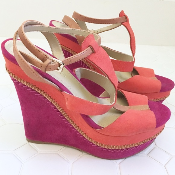 Guess Shoes - New Guess Wedge Platform Pink Sandals Heels 6